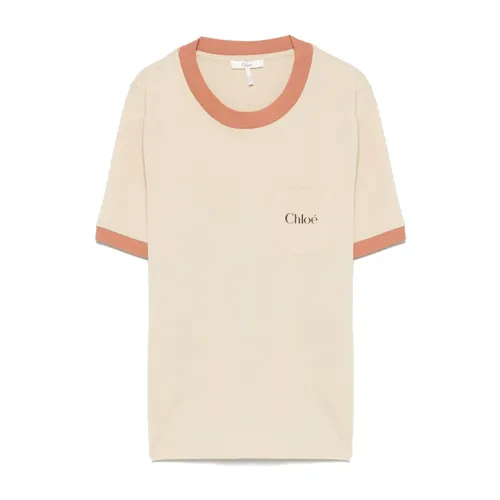 Chloé - Tops > T-Shirts - Beige - Chloé - Modalova