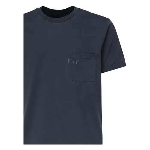Fay - Tops > T-Shirts - Blue - Fay - Modalova