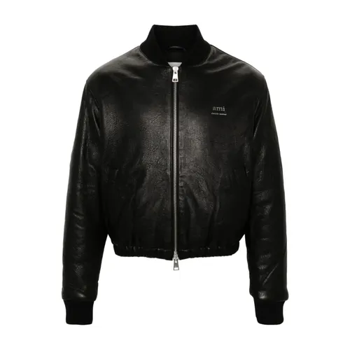 Jackets > Leather Jackets - - Ami Paris - Modalova