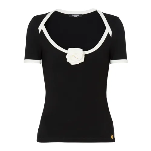 Balmain - Tops > T-Shirts - Black - Balmain - Modalova