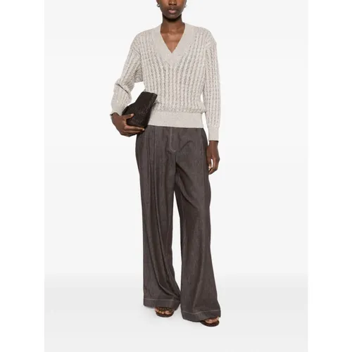 Knitwear > V-neck Knitwear - - Brunello Cucinelli - Modalova
