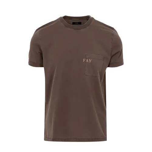 Fay - Tops > T-Shirts - Brown - Fay - Modalova