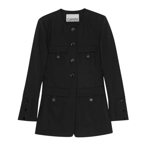 Ganni - Jackets > Blazers - Black - Ganni - Modalova