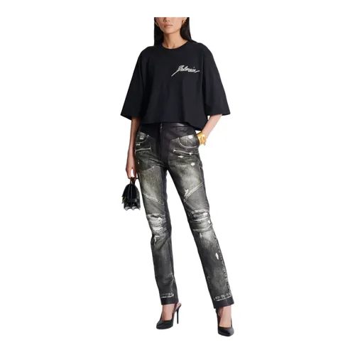 Trousers > Leather Trousers - - Balmain - Modalova