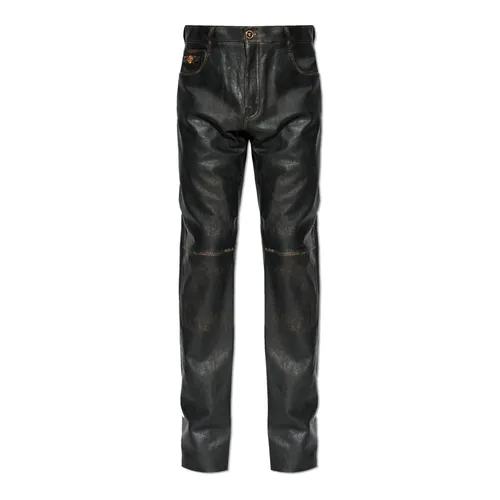 Trousers > Leather Trousers - - Versace - Modalova