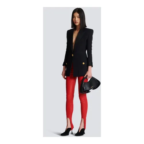 Trousers > Leather Trousers - - Balmain - Modalova