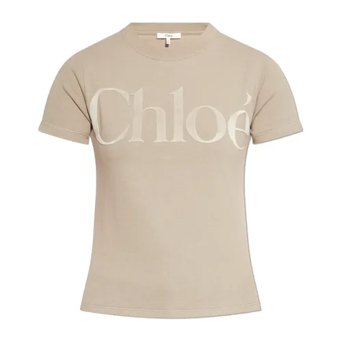 Chloé - Tops > T-Shirts - Beige - Chloé - Modalova