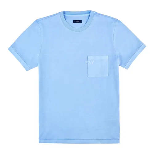 Fay - Tops > T-Shirts - Blue - Fay - Modalova