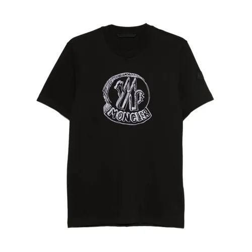Moncler - Tops > T-Shirts - Black - Moncler - Modalova