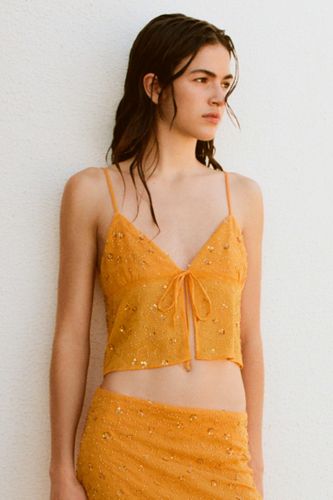 Top À Bretelles Orange À Paillettes - Pull&Bear - Modalova
