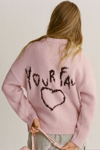 Pull Rose Cœur Brodé - Pull&Bear - Modalova