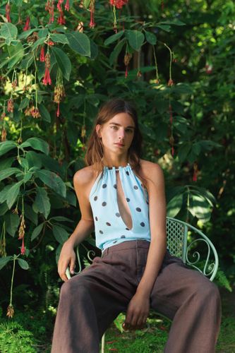 Top À Encolure Américaine, Pois Et Fente - Pull&Bear - Modalova