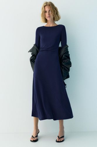 Robe Midi Fluide Drapée En Cupro - Pull&Bear - Modalova