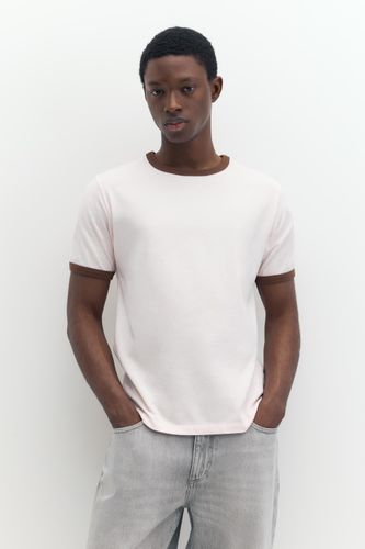 T-Shirt Bord-Côte Contrastant - Pull&Bear - Modalova