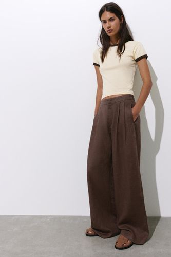 Pantalon Wide Leg 100 % Lin - Pull&Bear - Modalova