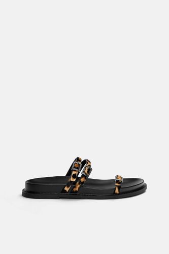 Sandales Plates Léopard Cuir - Pull&Bear - Modalova