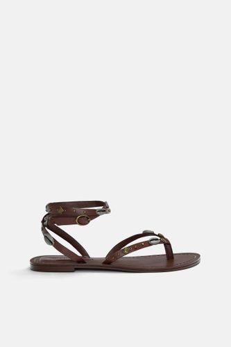 Sandales Plates Perles Cuir - Pull&Bear - Modalova