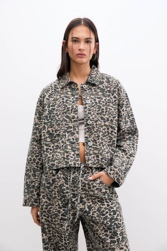 Veste Cropped Léopard - Pull&Bear - Modalova