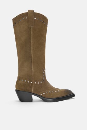 Bottes Cowboy Cloutées En Cuir - Pull&Bear - Modalova
