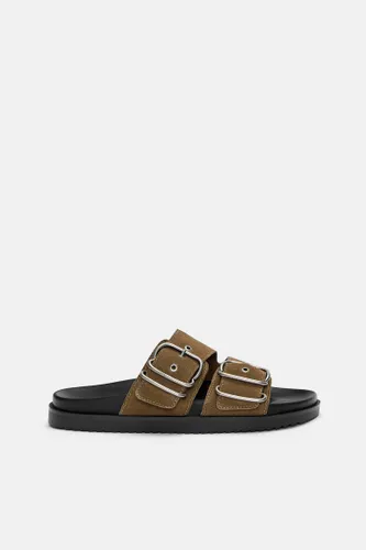 Sandales Plates Boucles Cuir - Pull&Bear - Modalova