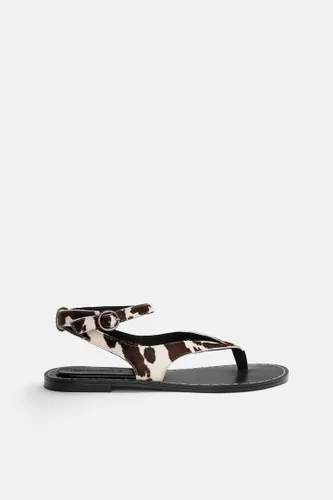 Sandales Plates Cuir Vache - Pull&Bear - Modalova