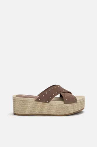 Sandales Compensées Cloutées En Cuir - Pull&Bear - Modalova