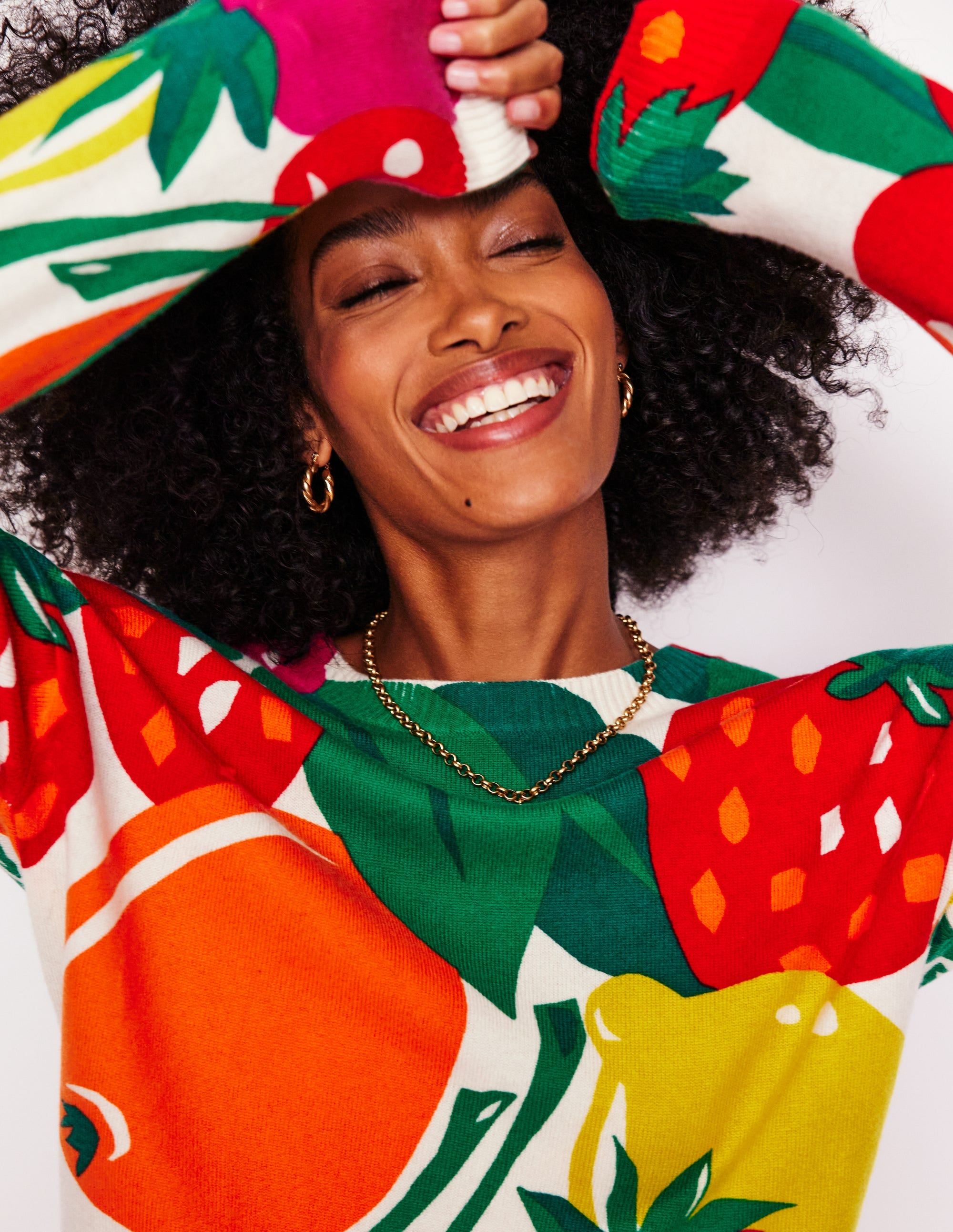 Pull Lydia en cachemire-Multi, motif Summer Fruits - Boden - Modalova