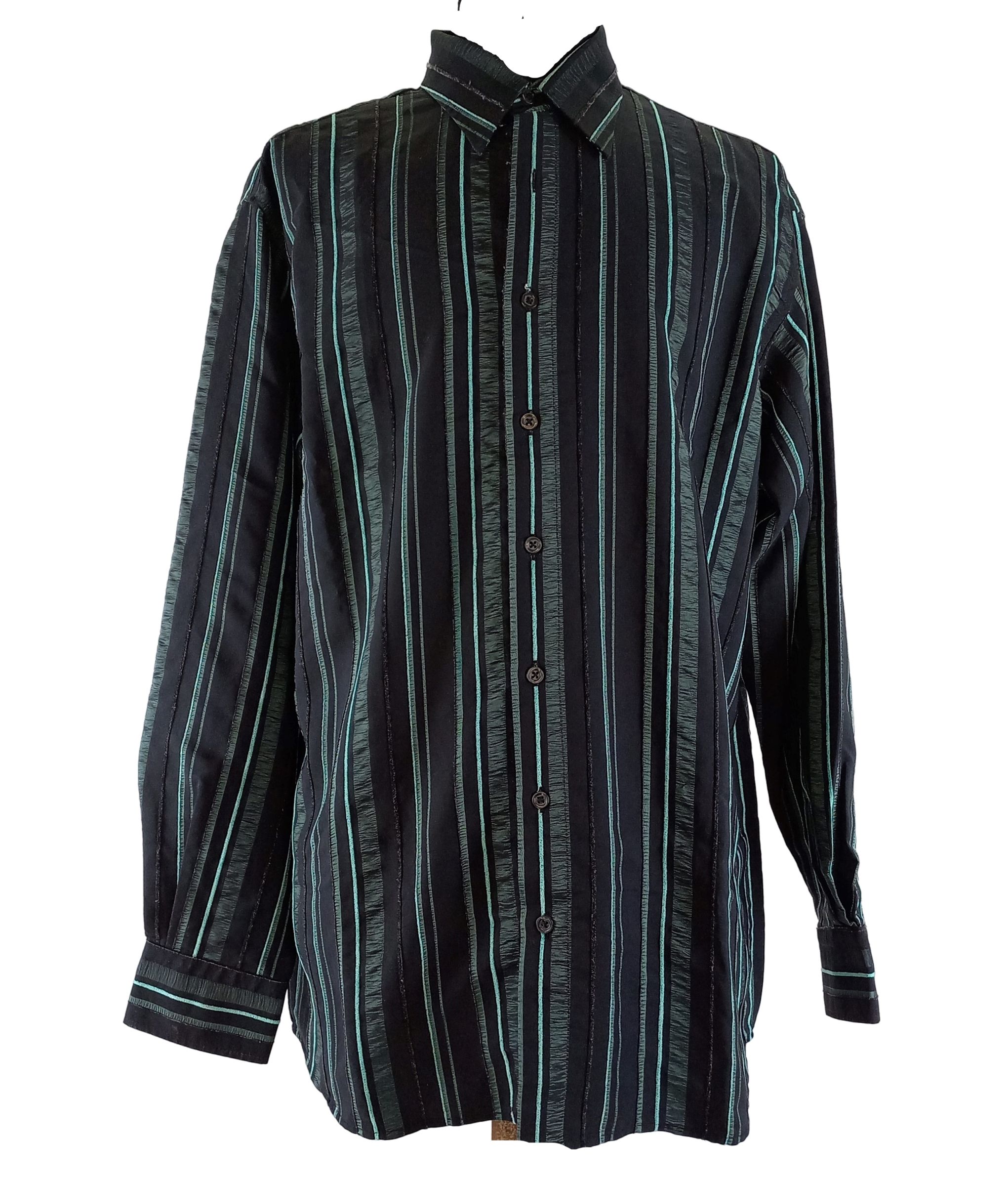 Chemise H manches longues, et rayures vertes - T.L (41/42) - angelo litrico c&a - Modalova
