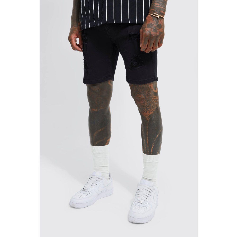 Short skinny en jean déchiré - 34 - Boohooman - Modalova