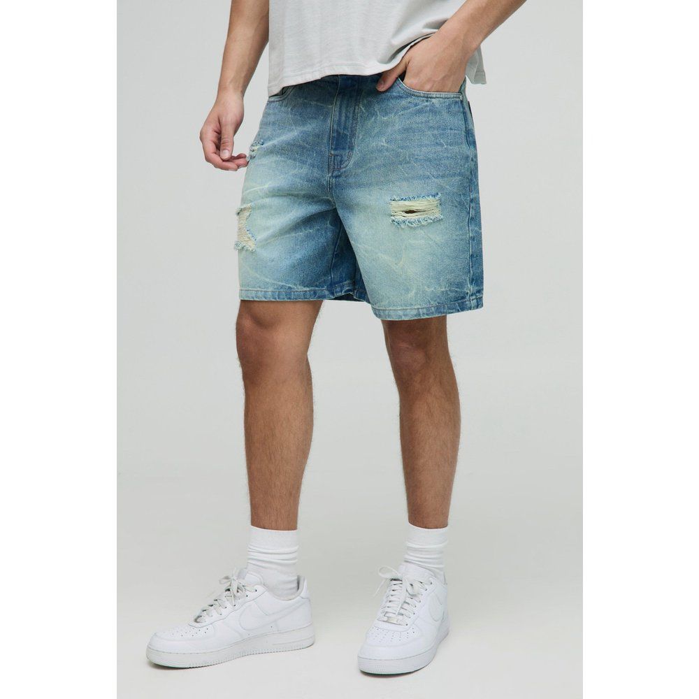Short large déchiré en jean délavé - 28 - Boohooman - Modalova
