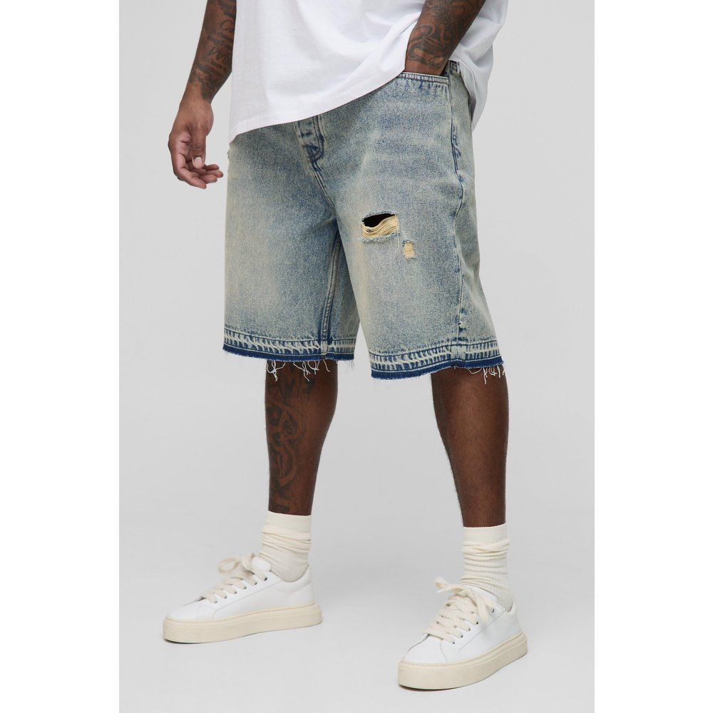 Grande taille - Short en jean à déchirures - 38 - Boohooman - Modalova