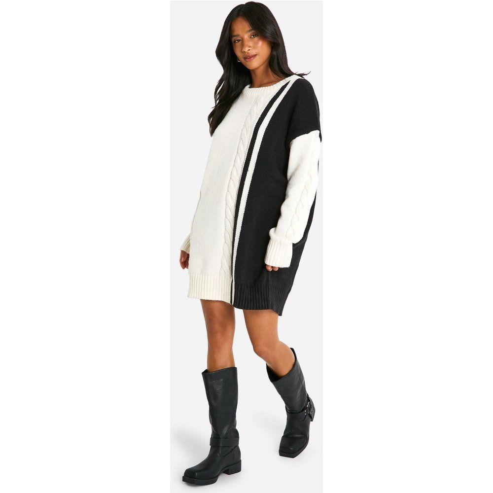 Petite" - Robe Pull À Empiècements En Maille Torsadée - S - boohoo - Modalova