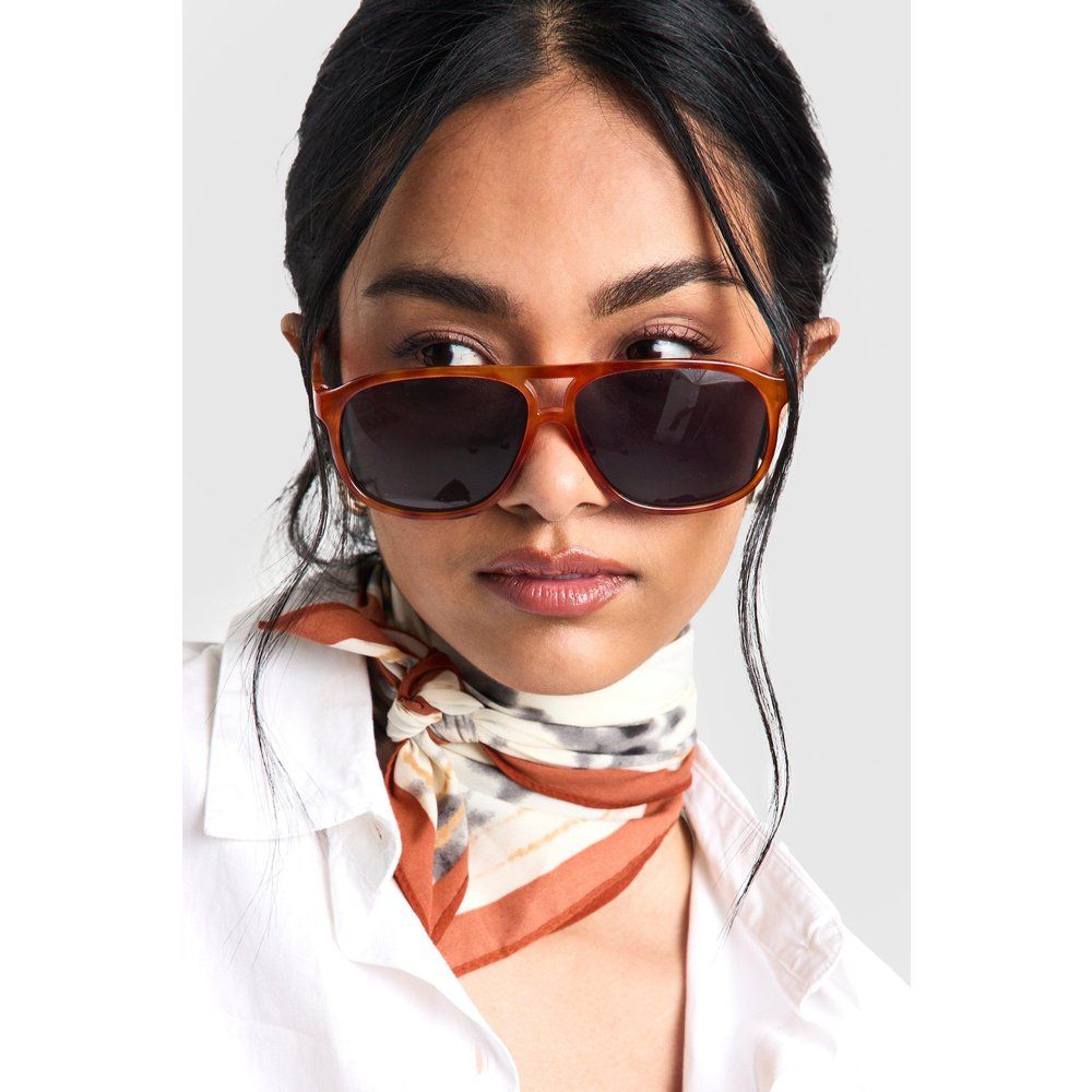 Lunettes De Soleil Aviateur À Imprimé Écaille De Tortue - One Size - boohoo - Modalova