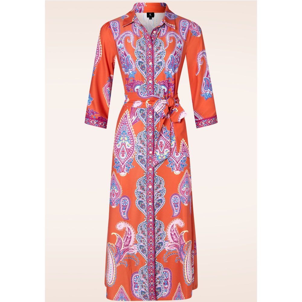 Robe longue à col polo Paula en et multi - K-Design - Modalova
