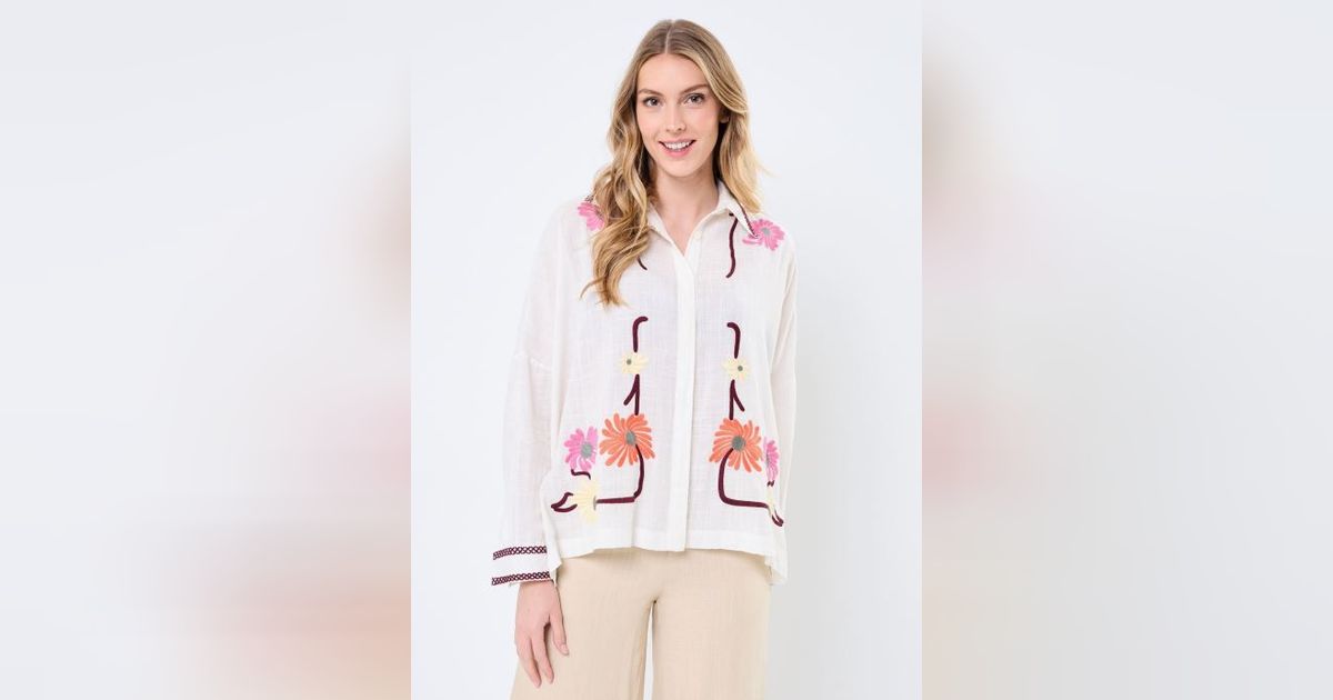 Blouse Fluide Stella Forest Taille 38 En Viscose Ivoire - Motif Floral, Jamais Portée, Coupe Classique