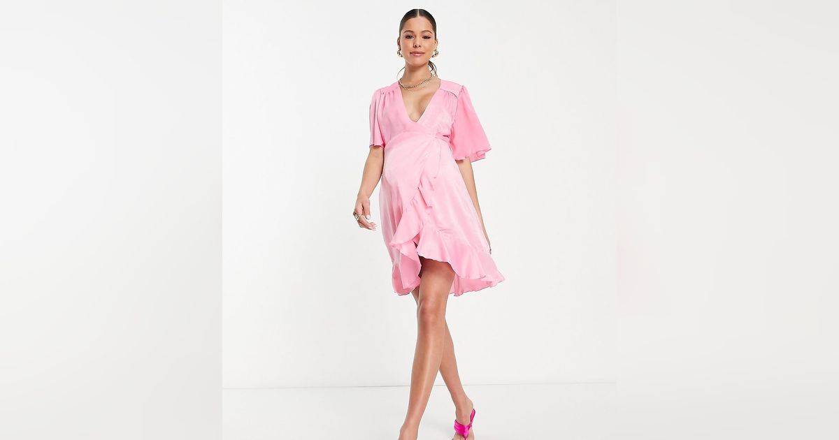 Robe Portefeuille Flounce London Maternity pour Femme Modalova